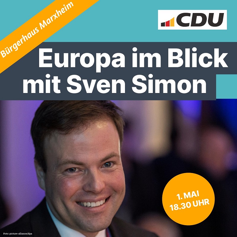 Bürgernah gibt sich Sven Simon bei der Veransatltung der CDU am 1. Mai 2024 in Marxheim.