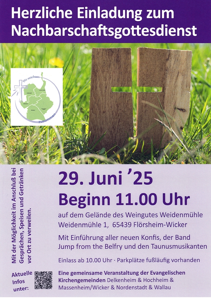 Kirche im Aufbruch - erleben SIe beim Open-Airgottesdienst in der Weidenmühle in Flörsheim,