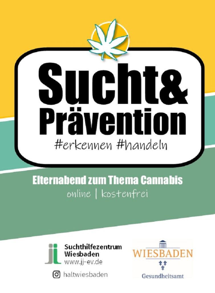 Kann ich mein Kind vor Drogenmissbrauch schützen? eines von vieln Themen beim Online Elternabend der Stadt Wiesbaden.